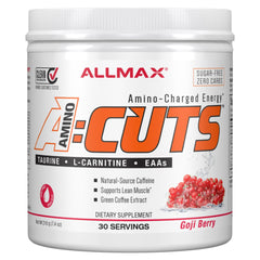 ALLMAX ACUTS Amino Energy Powder with Amino Acids Supplement, Goji Berry, 36 Servings, Caffeine, Green Coffee Extract, 2000 mg Taurine, L-Carnitine, Sugar Free, Gluten & Dye Free, Amino Acid Drink