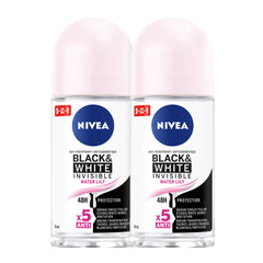 NIVEA Black & White Invisible 48H Protection Water Lily Anti-Perspirant Roll-On, 2x50ml