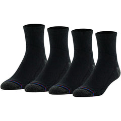 MediPEDS Women's Diabetic Quarter Socks with Nanoglide, 4 Pack, Black with Pink, Shoe Size: 5-10
