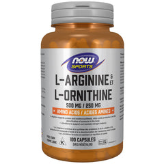 NOW Sports, L-Arginine & L-Ornithine 500/250 mg, Amino Acids, 100 Veg Capsules