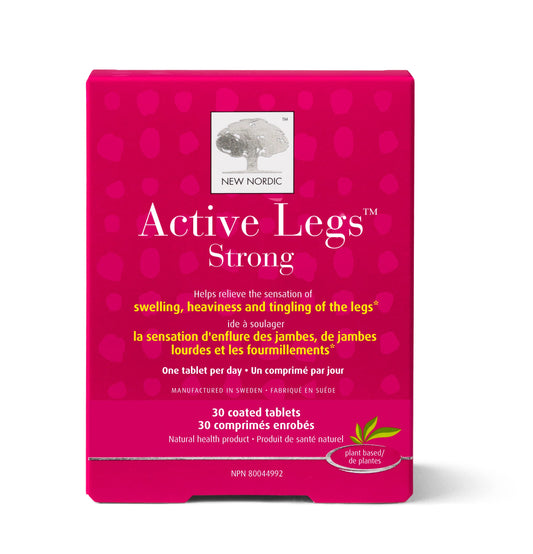 New Nordic Active Legs Strong - Dietary Supplement to Support the Sensation of Swelling & Tingling - Contains Grape Seed Extract & Maritime Pine Bark - 30 Vegan Tablets