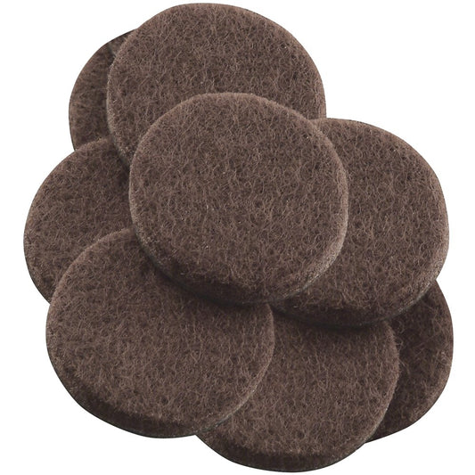 SoftTouch Self-Stick Furniture Felt Pads for Hard Surfaces (8 Piece) - Brown, Round, 7/8-Inch