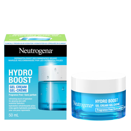 Neutrogena Hydro Boost Fragrance Free Face Moisturizer with Hyaluronic Acid for Dry Skin, Gel Cream Moisturizer For a Refreshing Burst of Hydration & Glowing Skin, Non-Comedogenic, 50ml