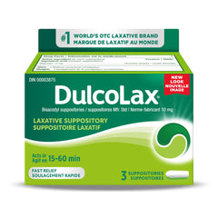 Dulcolax Bisacodyl Laxative Suppositories, 10mg Laxatives for Relief of Occasional Constipation Within 15-60 Minutes, Constipation Relief for Adults and Kids 12 and Over, Breastfeeding Women, 3 Count