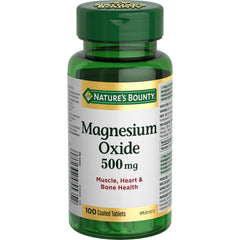NATURE'S BOUNTY Magnesium Oxide 500Mg Pills, Helps Maintain Proper Muscle Function, 100 Tablets, 147.7 g