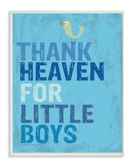 The Kids Room by Stupell Thank Heaven for Little Boys with Bird Rectangle Wall Plaque