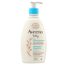 Aveeno Baby Daily Wash & Shampoo baby’s hair & Sensitive Skin Cleanser with Natural Oat Paraben Free & Phthalate Free, sulfates-free and dye-free - 354 mL