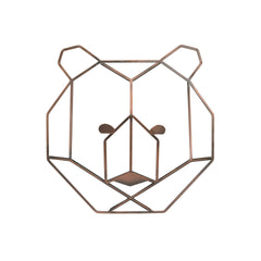 NoJo Mountain Patchwork Metallic Copper Wire Shaped Bear Head Wall Art