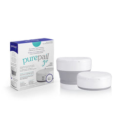 PurePail Go Portable Diaper Pail — White — Superior Odor Control with No Added Fragrance — Collapses for On-the-Go — Compact & Space-Saving