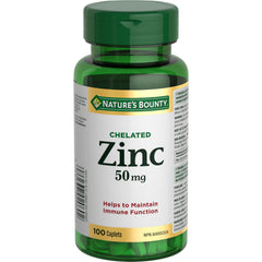 Nature's Bounty Zinc Supplement, Helps Maintain Immune Function, 50mg, 100 caplets, Multi-colored