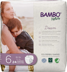 Bambo Nature Hypoallergenic Baby Diapers, Eco-Labeled Diapers, Enhanced Leakage Protection, Totally Chlorine-free - Size 6 (24 Count)