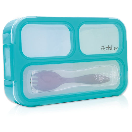 bblüv - Bentö - Small Sealed Lunchbox with Spork, Kids Leak-Proof, On-the-Go Meal, Snack Packing, BPA Free - For Kids (Aqua)