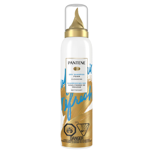 Pantene Dry Shampoo Foam, Gently Cleanses Hair with Vitamin B5, for Thick, Curly, Textured Hair, Safe for Color Treated Hair, Pro-V Refresh, 169 g
