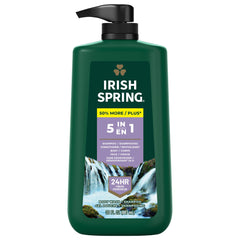Irish Spring Original Clean Body Wash for Men 5-in-1, 887 mL Pump–Refreshing Shower Gel with Long-Lasting Freshness, Moisturizing Formula, Paraben-Free & Eco-Friendly Ingredients