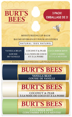 Burt's Bees 100% Natural Origin Moisturizing Lip Balm for Dry Chapped Lips, Get Soft and Hydrated Lips - Pack of 3 - Assorted Flavours with Fruit Extracts
