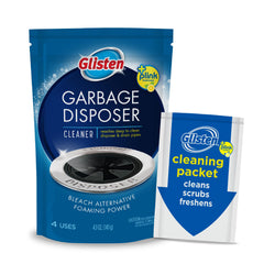 Glisten Garbage Disposer Cleaner and Freshener, Sink Disposal Odor Eliminator with Foaming Action, Lemon Scent, Made in the USA, 4 Packets