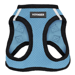 Best Pet Supplies Voyager Step-in Air Harness - All Weather Mesh, Reflective, No Pull Harness for Dogs, Cats - Secure with Hook & Loop Fastener, Buckle, Double D-Rings - Baby Blue/Black Trim, XXXS