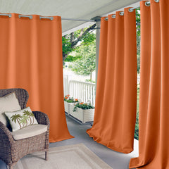 Elrene Home Fashions 20865ORG Solid Grommet Outdoor Curtain, 52"x95", Orange