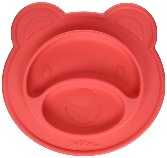 Nuby 537076PK Sure Grip Silicone Miracle Mat Section Bear Plate, Red