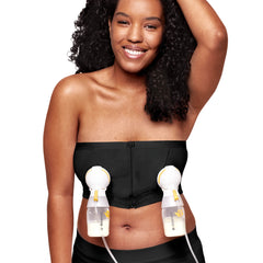 Medela Hands Free Pumping Bustier | Easy Expressing Pumping Bra with Adaptive Stretch Black Medium