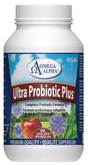 Omega Alpha Ultra Probiotics Plus, Digestive Supplement for Gut Health & Flora Balance, 8 Strains Enzymes, 10 Billion, 60 Veg Capsules, 60 Day Supply