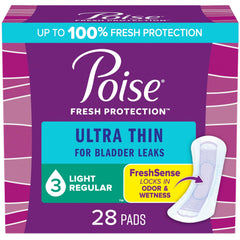 Poise Ultra Thin Postpartum Incontinence Pads, Light Absorbency, Regular Length, 28 Count