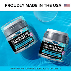 SimplyVital Collagen, Retinol & Hyaluronic Acid Cream - Anti-Aging Face Moisturizer for Face, Neck & Décolleté - Made in USA, Daily Moisturizer Face Cream - 1.7 fl.oz.