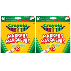Crayola Original Broad Line Markers (2 Boxes), Bulk Classroom Markers for Kids, 10 Colours, Teacher Must Haves Wishlist, Bulk School Supplies