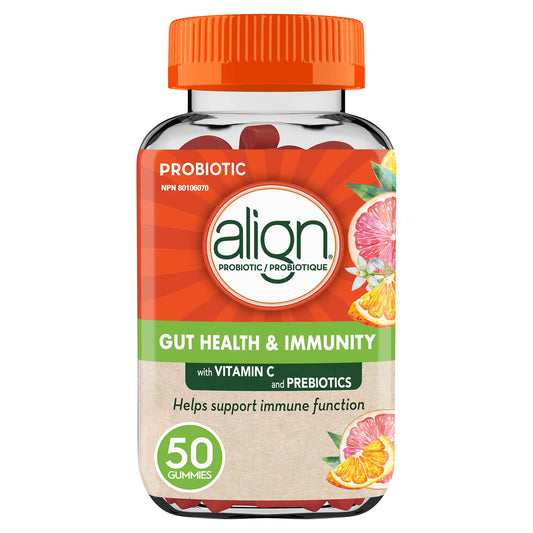 Align Gut Health & Immunity Prebiotic + Probiotic Gummies for Women & Men, Helps Support Good Health and Immune Function, Citrus Flavoured, 50 Count