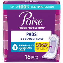 Poise Postpartum Incontinence Pads, Moderate Absorbency, Long, 16 Count