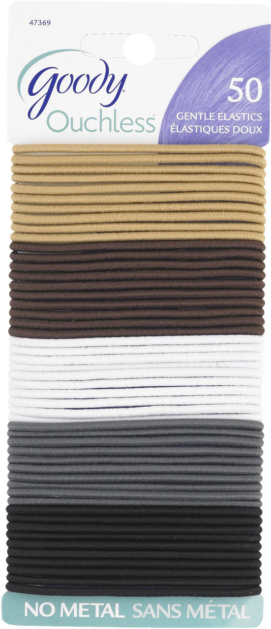 Goody Ouchless Braided Hair Elastics, Value Pack, 2 mm, 50 Count