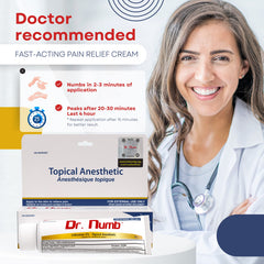 DR. NUMB 5% Lidocaine Topical Anesthetic Tattoo Numbing Cream - 10g || Vitamin E Combined for Pain Relieves of Itching, Burning & Hemorrhoid Treatment (1)