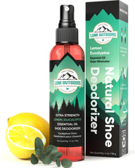 Lumi Outdoors Natural Shoe Deodorizer Spray (700+ Sprays) - Extra Strength Shoe Odor Eliminator for Smelly Shoes & Foot Odor - Replaces Shoe Balls & Inserts - Eucalyptus Lemongrass