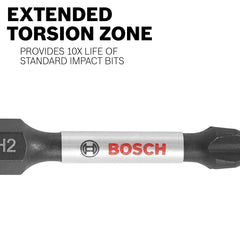 Bosch CCSV208 8Piece Impact Tough Phillips, Square & Torx 2 in. Power Bits with Clip for Custom Case System