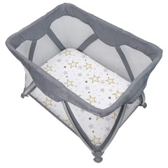 Kushies Baby 100% Breathable Cotton Percale Pack n Play/Palyard/Playpen Fitted Sheet,Fully Elasticized- Made in Canada, 29" x 42" Multi Golden Star