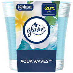 Glade Scented Candle, Aromatherapy Candle Air Freshener Infused with Essential Oils for Home Fragrance, 1-Wick, Invigorating Seawaves