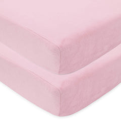 American Baby Company Pack of 2 Heavenly Soft Chenille Fitted Crib Sheet for Standard Crib and Toddler Mattresses, Pink, 28" x 52", for Girls