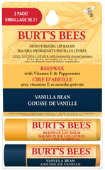 Burt's Bees 100% Natural Origin Moisturizing Lip Balm for Dry Chapped Lips, Get Soft and Hydrated Lips - Pack of 2 - Beeswax & Vanilla Bean