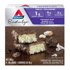 Atkins Endulge Bars - Coconut, Low Sugar, Keto Friendly, High Fibre, 1g Sugar, 2g Carbs, 5ct
