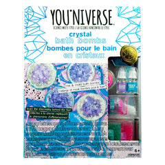 Youniverse Crystal Bath Bombs, Mix & Make 3 Bath Bombs, STEAM Kit for Kids, DIY Bath Bomb Kit