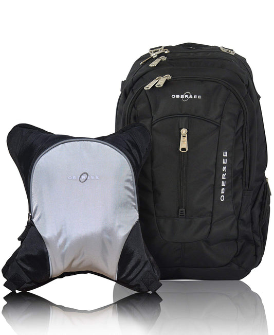 Obersee Baby Bern Diaper Bag Backpack with Detachable Cooler, Shoulder, Food, Clip to Stroller (Black/Tie Dye), One Size
