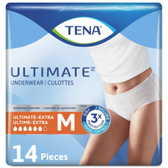 TENA Adult Incontinence, Discrete Disposable, Underwear, Comfortable Fit, Ultimate Absorption Protection, Unisex, Medium (M), 14 Count