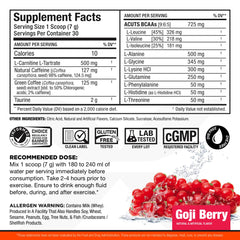 ALLMAX ACUTS Amino Energy Powder with Amino Acids Supplement, Goji Berry, 36 Servings, Caffeine, Green Coffee Extract, 2000 mg Taurine, L-Carnitine, Sugar Free, Gluten & Dye Free, Amino Acid Drink
