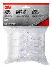 3M 90834-00000B Indoor Safety Eyewear, Clear Lens, Contractor Pack, 4-Pack, Scratch-Resistant Coating