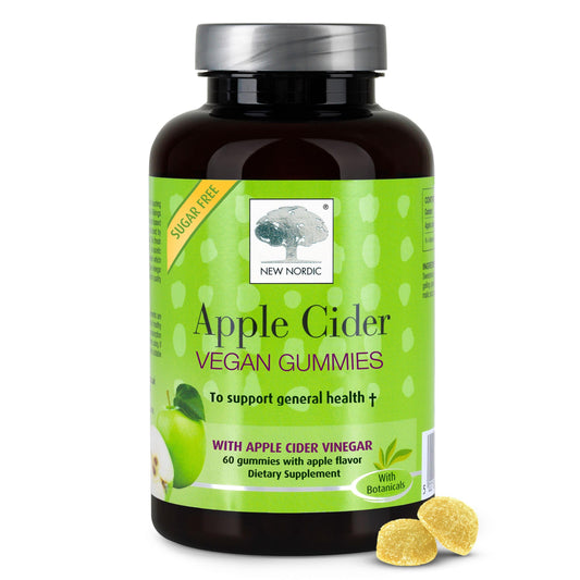 NEW NORDIC Apple Cider Vinegar Gummies, 400 mg Daily Intake with The Mother Strain, Sugar Free ACV Dietary Supplement, No Vinegar Taste, 60 Count (Pack of 1)