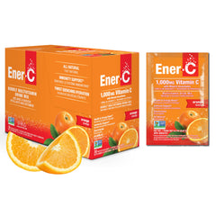 Ener-C Orange Multivitamin Drink Mix Powder Vitamin C 1000mg & Electrolytes with Real Fruit Juice Natural Energy & Immune Support for Women & Men - Non-GMO Vegan & Gluten Free - 30 Count