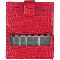 HealthSmart 640-8224-0004 Travel Pill Case 7 Day Pill Planner Organizer, Red Crocodile