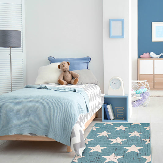 eCarpetGallery Nursery Area Rug Kids Play Room Carpet, 2'8" x 4'11", Aqua (351462)
