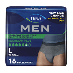 TENA Adult Incontinence, Discrete Disposable, Underwear, Comfortable Fit, Super Absorption Protection, Men's, Large (LG), 16 Count
