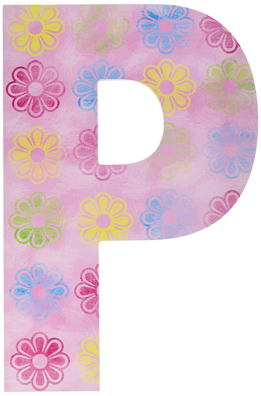 The Kids Room by Stupell Pink Modern Flower Hanging Wall Initial, P